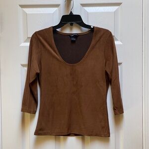 Faux Suede Brown Top